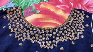 Blue &amp; Gold Embroidered Kurta Set