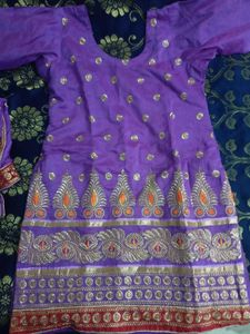 Purple Embroidered Kurti Top