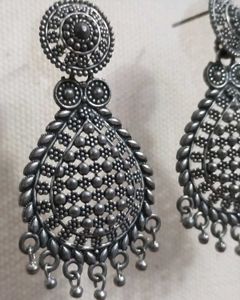 Oxidized Silver Drop Earrings