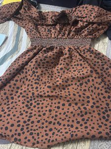 Brown Animal Print Mini Dress