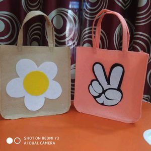 Peach Tote Bag - Peace Sign