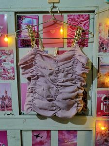 Golden Chain Strap Ruched Lavendar Top