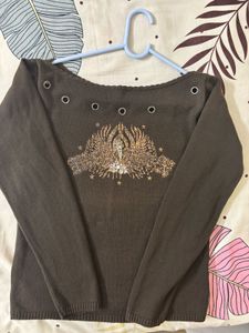 Brown Long Sleeve Top