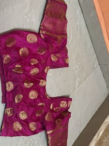 Off White Banarasi Silk Saree With Pink Border