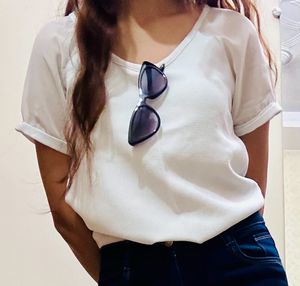 White Mesh Sleeves Top 🤍