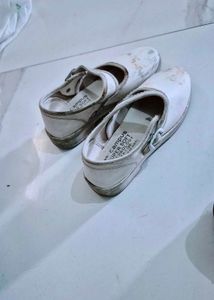 Girls Black And White School Shoes . 2 Pairs