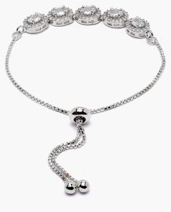 Rhodium Plated American Diamond Link Bracelet