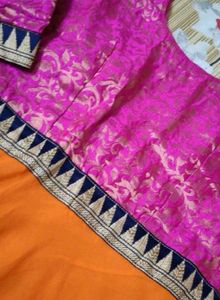 Orange &amp; Pink Anarkali Dress
