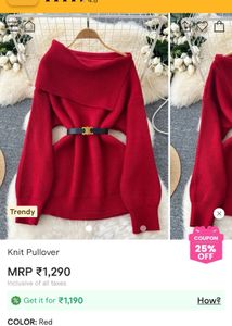 Winter Woman Red Sweater  Mini Dress
