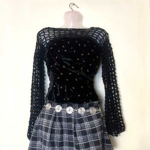 ⛧Black Crochet Bolero Sleeves