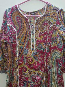 Jaipuri Printed Kurti With Pakistani Sleeve Style