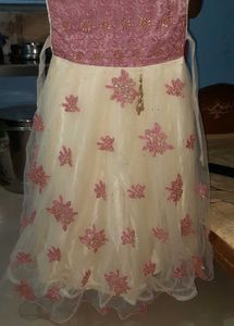 Girls Pink and White Party Dress