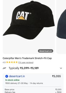 Caterpillar Trademark Logo Black Cap