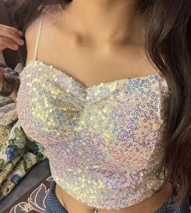 Iridescent Sequin Crop Top
