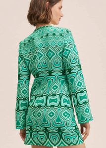 Green &amp; White Abstract Printed Sheath Dress