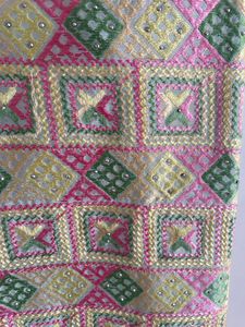 Pastel Phulkari Dupatta With Delicate Stone Work