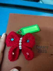 Handmade crochet bow keychain