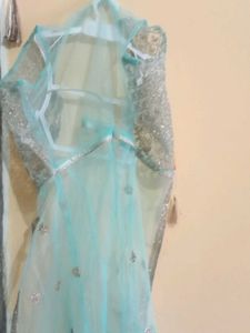 Long Gown 4 Pieces. Salwar Dupatta And Upper Court