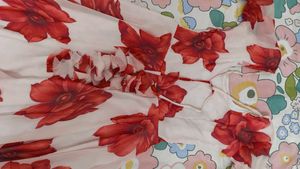 White Floral Flared Anarkali Kurti