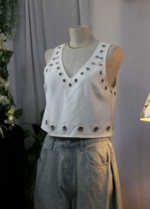 Forever 21 White Eyelet Crop Top