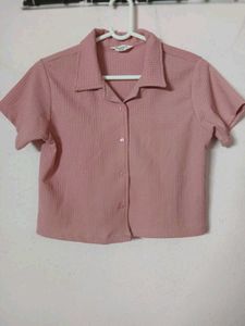 Textured pink cropped top