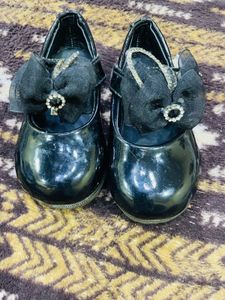 Black Embellished Shoe For Baby Girl