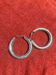 Silver Chunky Hoop Earrings