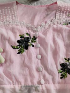 Embroidery Work Pink Top New