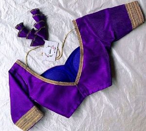 Silk Padded Heavy Lace Work Back Hook Blouse