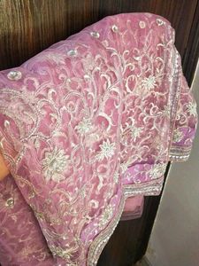 Readymade embroidered net Saree