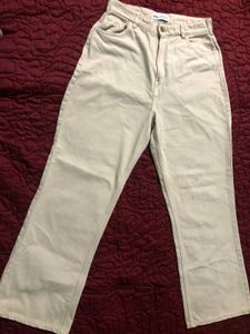 Zara High Waist Wide Leg Beige / Off White  Denims