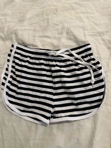 Black & White Striped Cotton Lounge Shorts