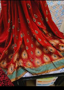 Deep Mehroon Partywear Saree.