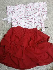 Girls Top and Ruffled Skirt Set