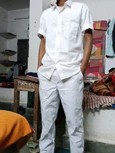 best white pant&amp;shirt combo for students Mens