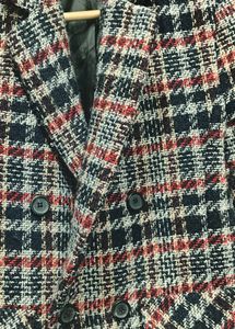 Checkered Wool Blend Coat