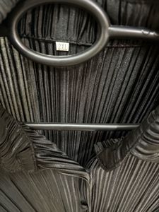 Black Pleated Button-Down Shirt