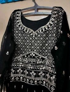 Women&#39;s Sequined Black Kurta Pajama with Dupatta