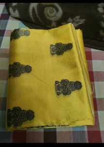 Elegant Yellow Lichi Silk Saree new with tag