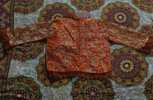 Orange Floral Dress With Jacket For Girls