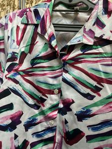 Colorful Brushstroke Button-Down Top