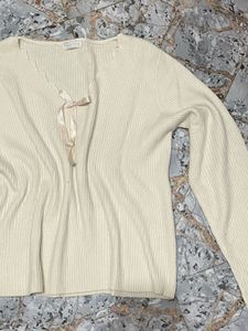 Ribbed Bow Detail Top