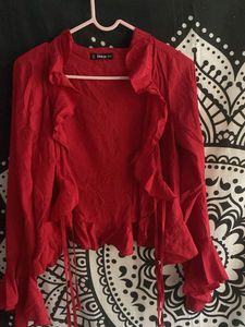 Red Rugffles Top