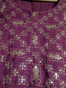 Maroon Embroidered Kurti