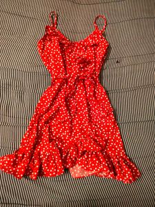 Red & White Heart Print Dress