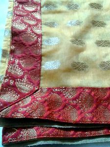 Elegant Red &amp; Gold Sari Fabric