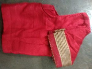 Heavy Border Saree  Patch Work With Blouse