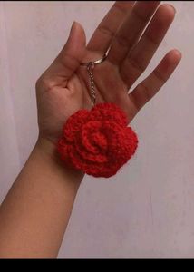 Handmade Crochet Rose Keychain