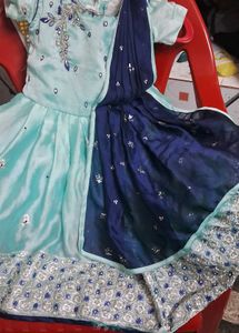 small girl  sky blue  stylish frock