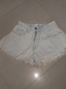 Mango Denim Fringed Shorts